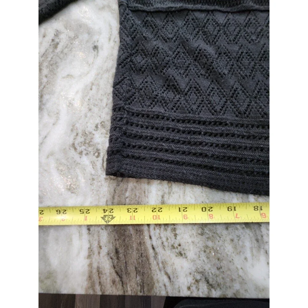 Woman's Sweater Cardigan 1X Black 3/4 Sleeve Plus size - Picture 2 of 6